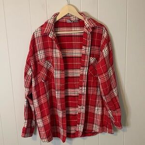 Big Mac Red White Flannel Button Down Lightweight Shacket Size Extra Large